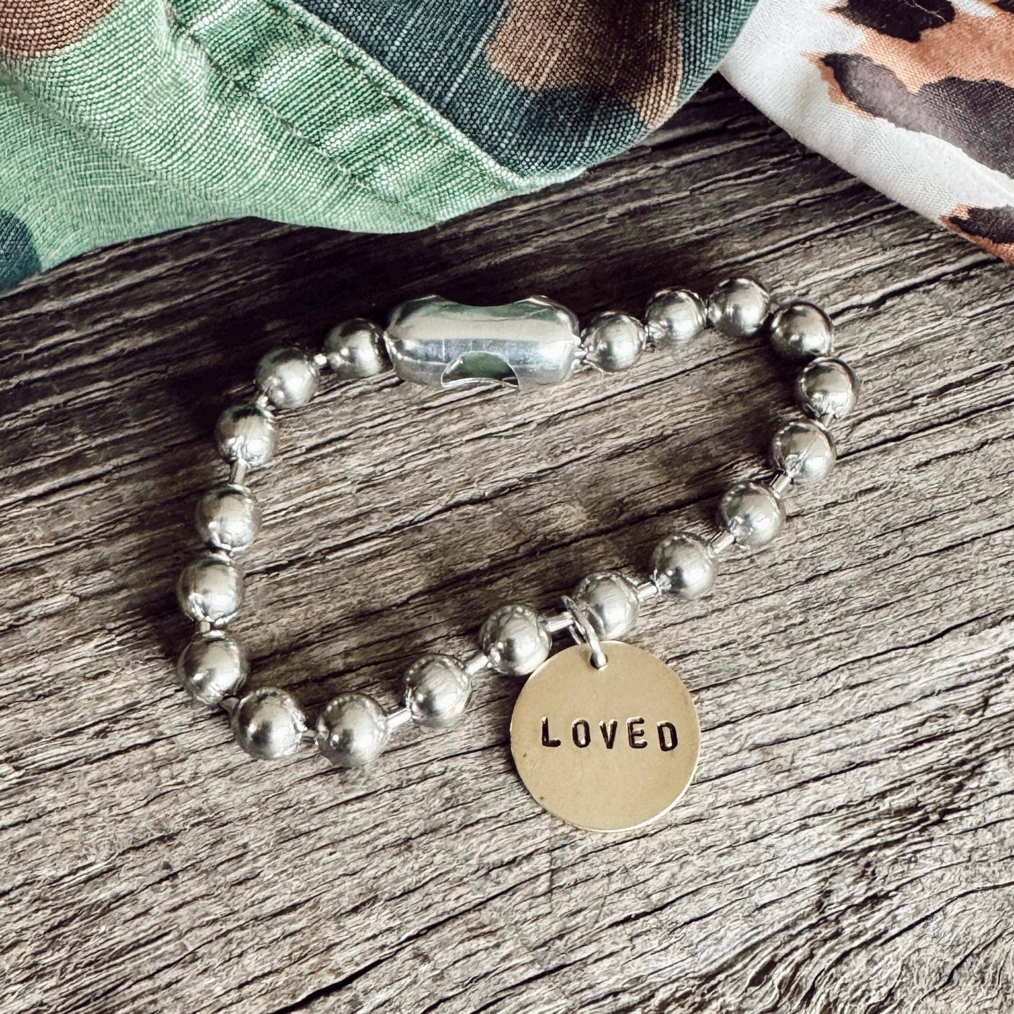 Personalized Stainless Steel & Brass Coin Tag Bracelets: 7.5 / Loved