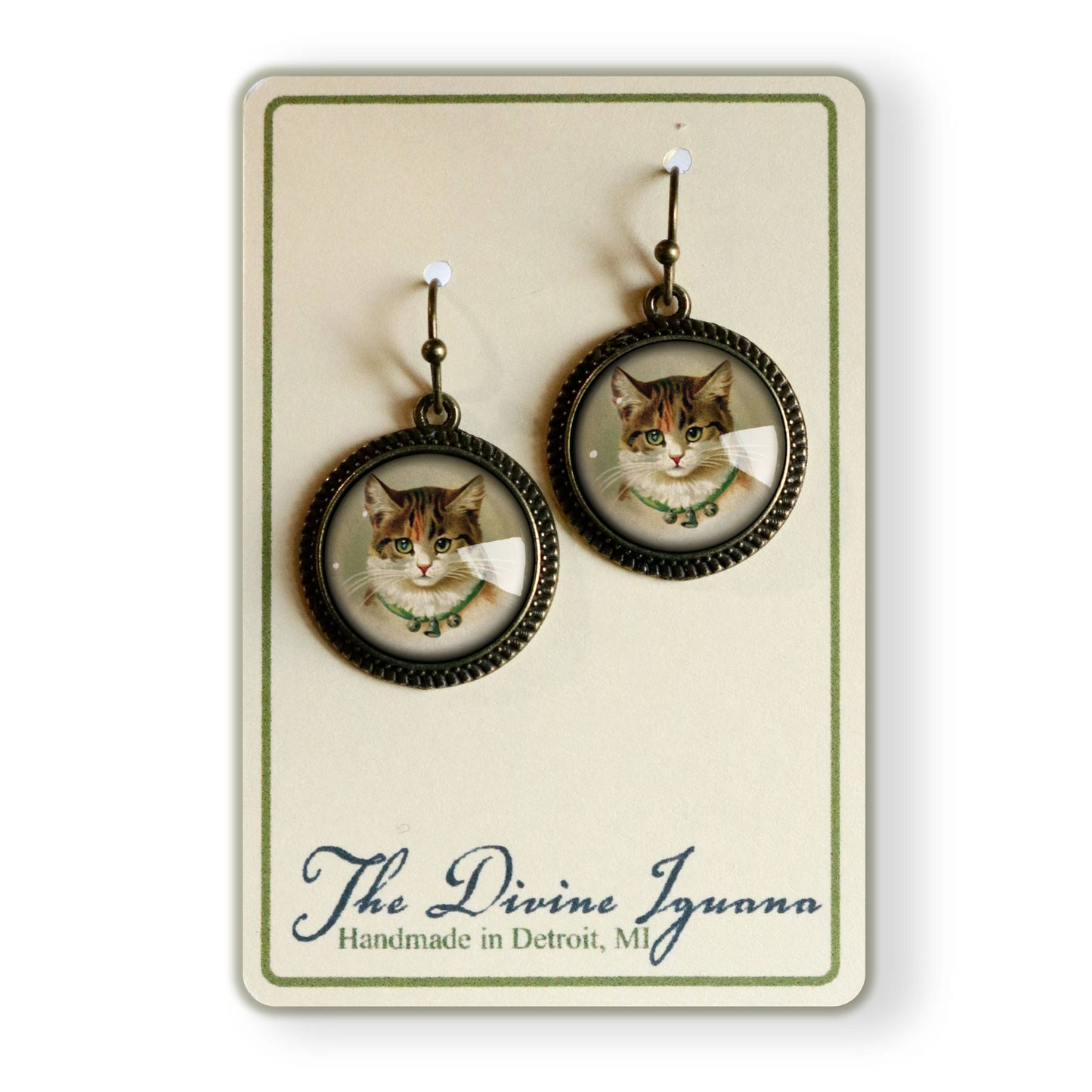 Best Friends Victorian Calico Cat Earrings