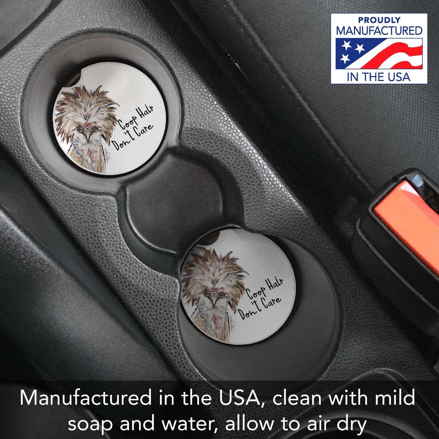 "Coop Hair" Absorbent Stone Car Coaster