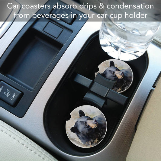 "Wilderness Bear" Absorbent Stone Car Coaster 1pk