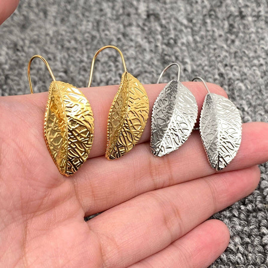 FGS - Leaves Charm18K Gold Plated Stainless Steel Earrings: Golden