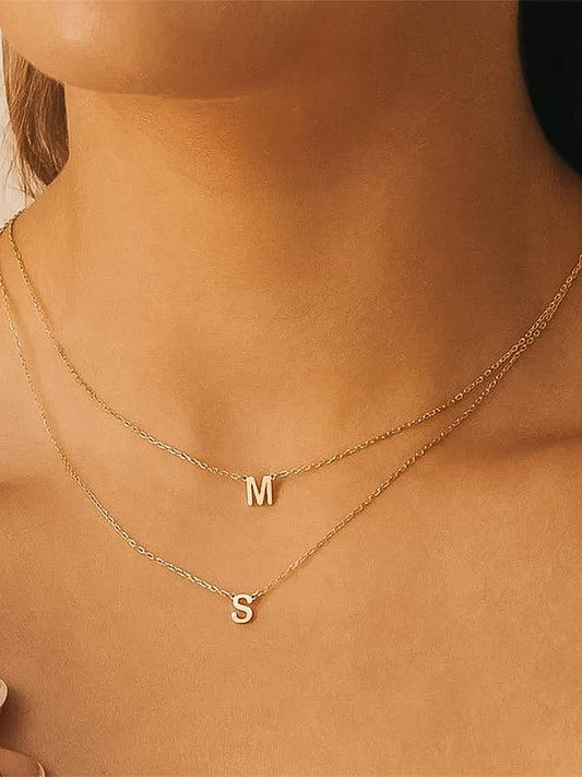 Desir 18K Gold Non-Tarnish Petite Classic Letter Necklace: Yellow Gold / N