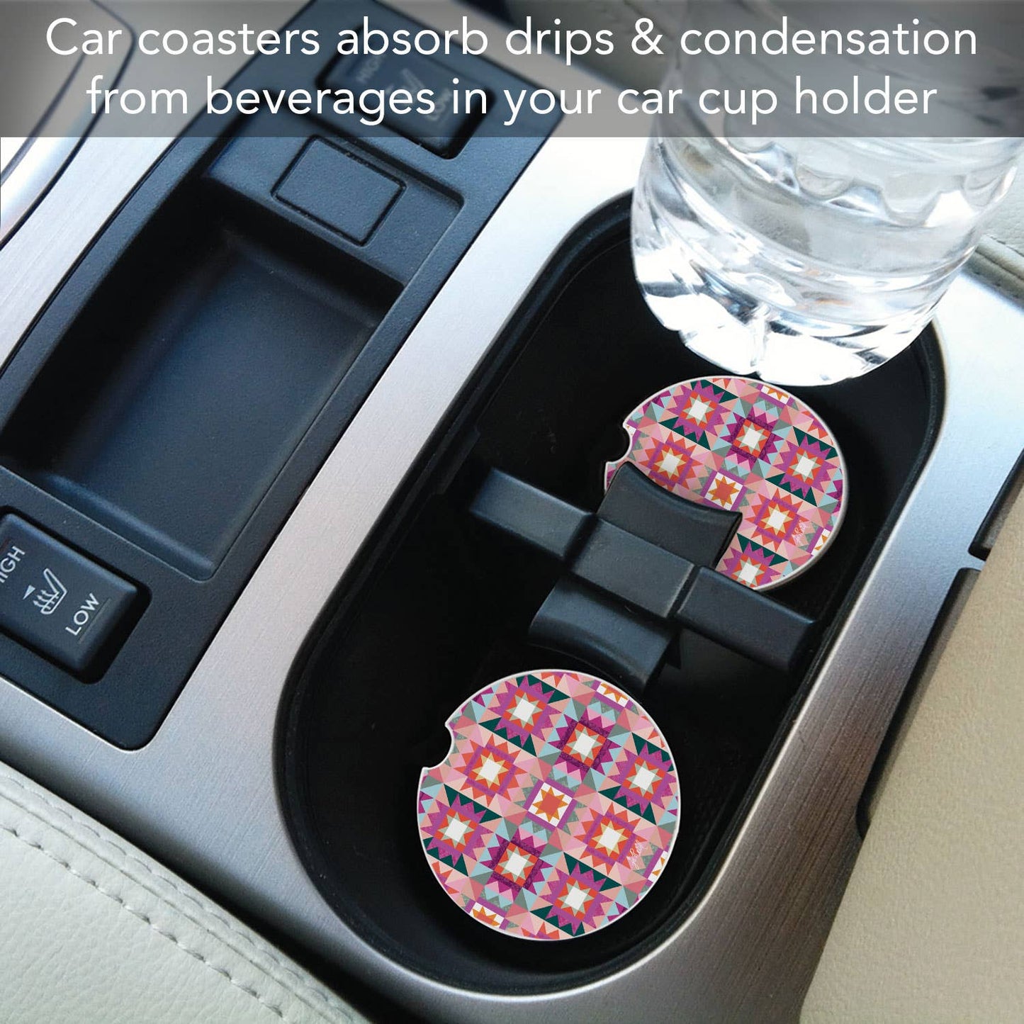 "Vintage Patchwork" Stone Car Coaster BULK NO PACKAGING