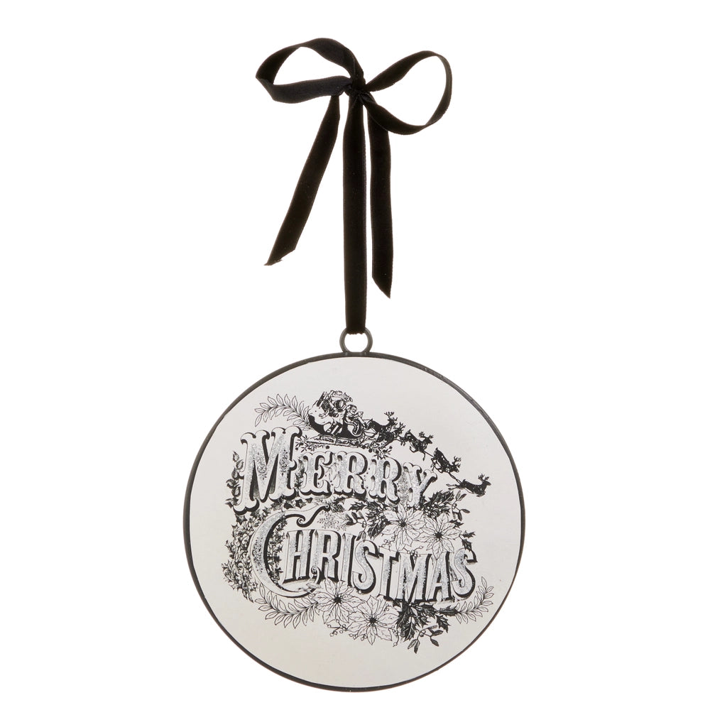 6" Vintage Merry Christmas Disc Ornament