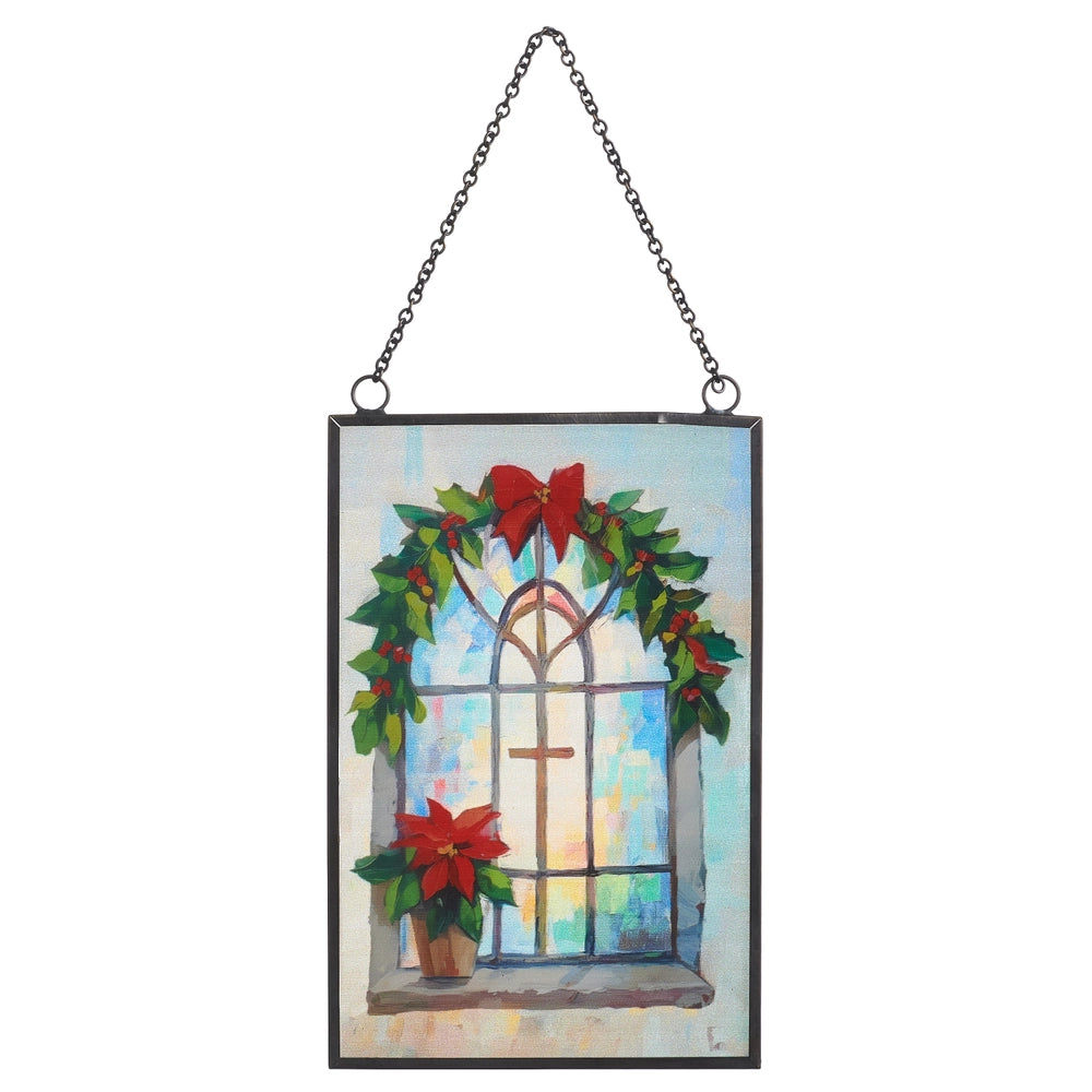 6" Stained Glass Poinsettia Ornament