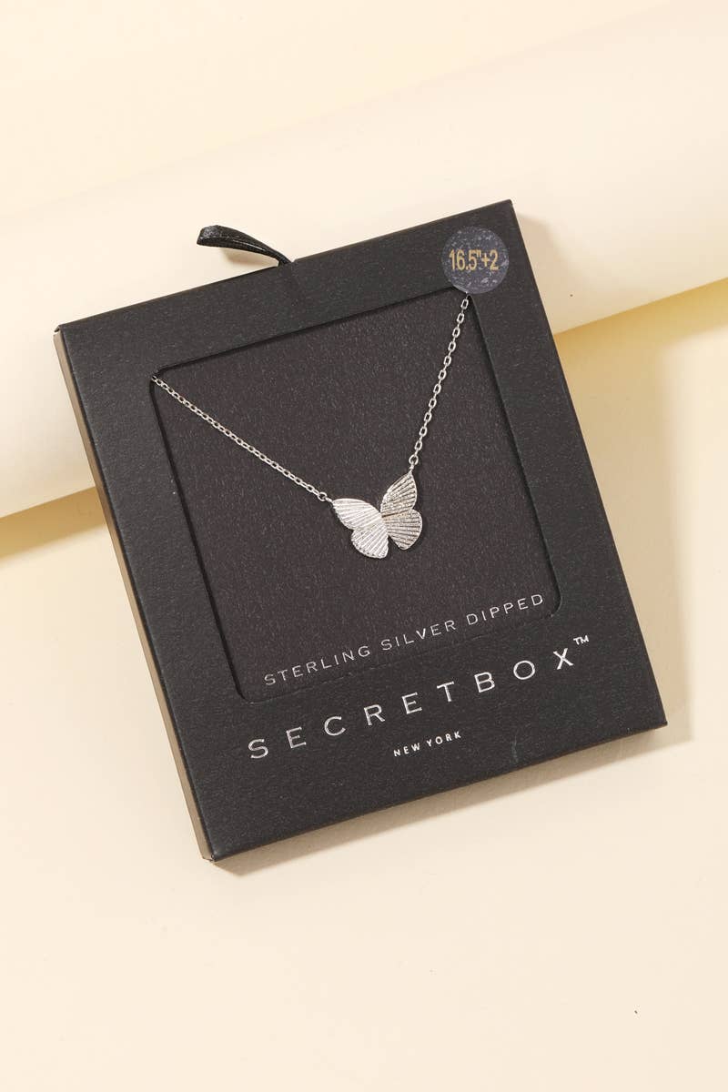 Gold Dipped Butterfly Pendant Necklace: GD