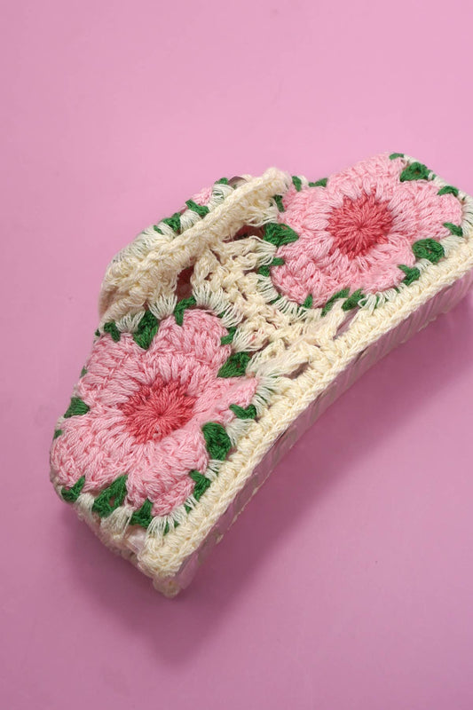 JUMBO HANDMADE CROCHET FLORAL HAIR CLAW CLIPS