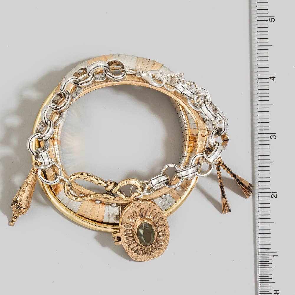 Chain Link Bangle Bracelet Set: MULTI