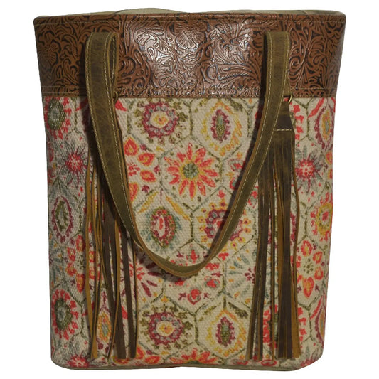 Floral Boho tapestry with fringe Slidy Tote Bag