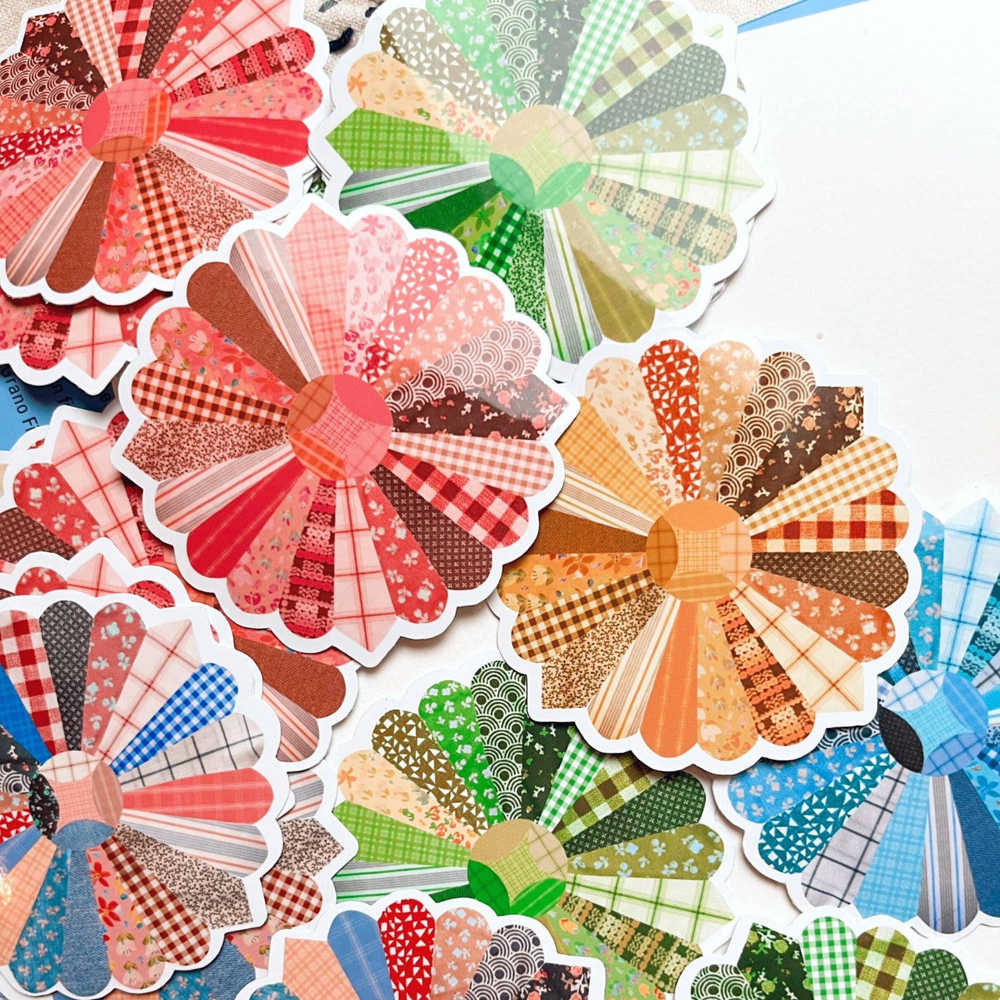 Pink Quilt Flower Vinyl Stickers, Sewing Sticker