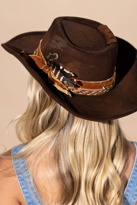 Vintage Versatile Shapeable Cowgirl & Fedora Hat : BRW-BROWN