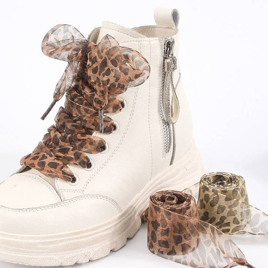 ANIMAL SATIN ORGANZA PAIR SHOE LACES | 40SD107: Brown