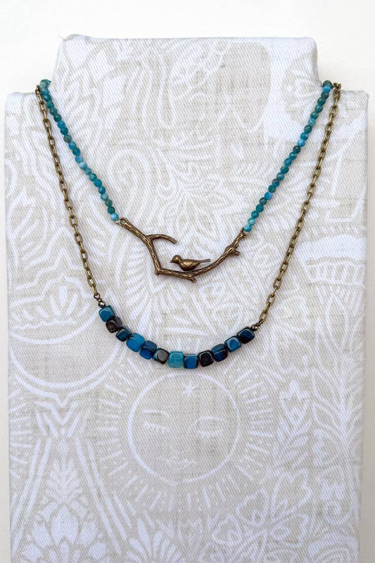 Braelyn Necklace - Blue Fire Agate