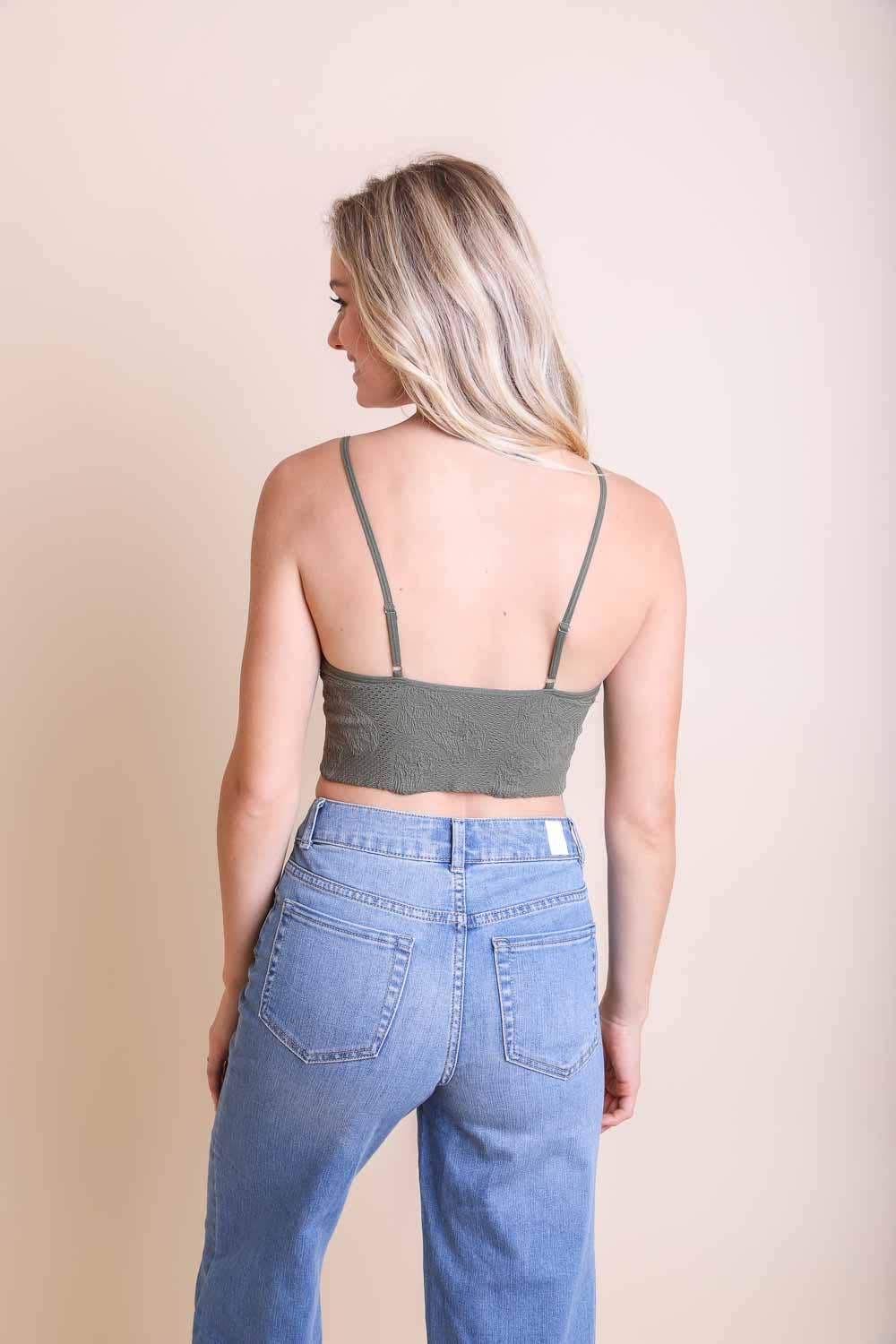 Seamless Padded V Neck Brami π: Olive
