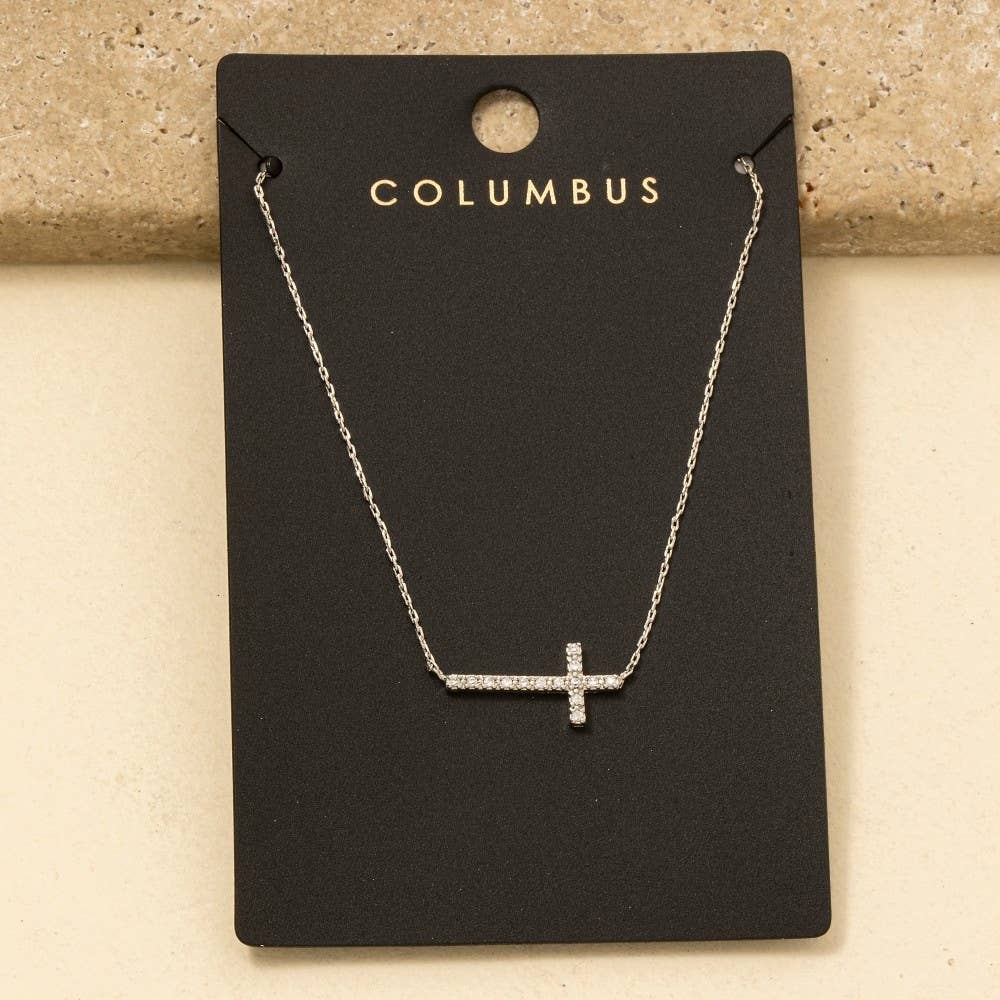 Pave Cross Pendant Necklace: G