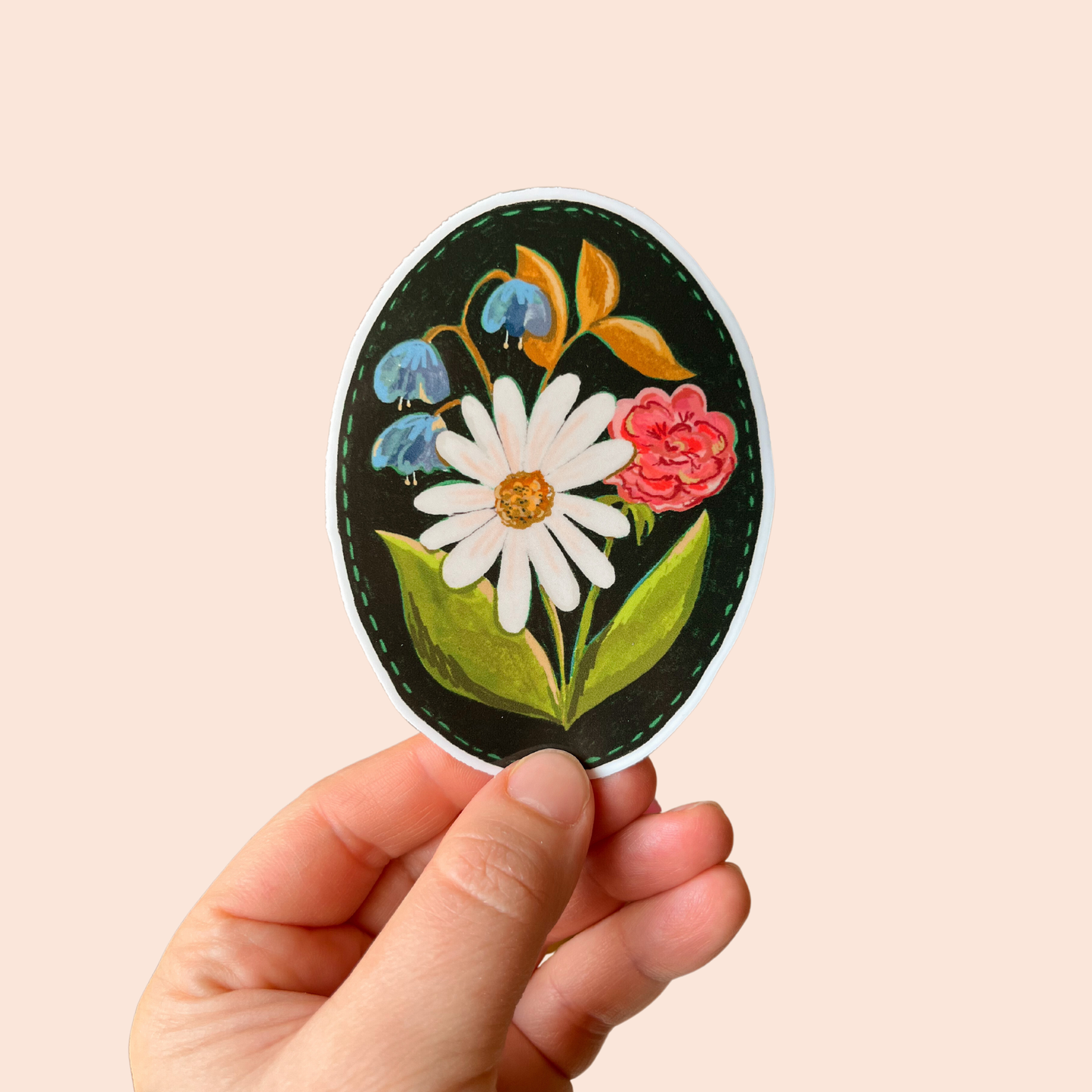 Daisy Flower Vinyl Stickers, Flower Garden Sticker, Black