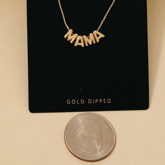 Gold Dipped Mama Letters Chain Necklace: GOLD