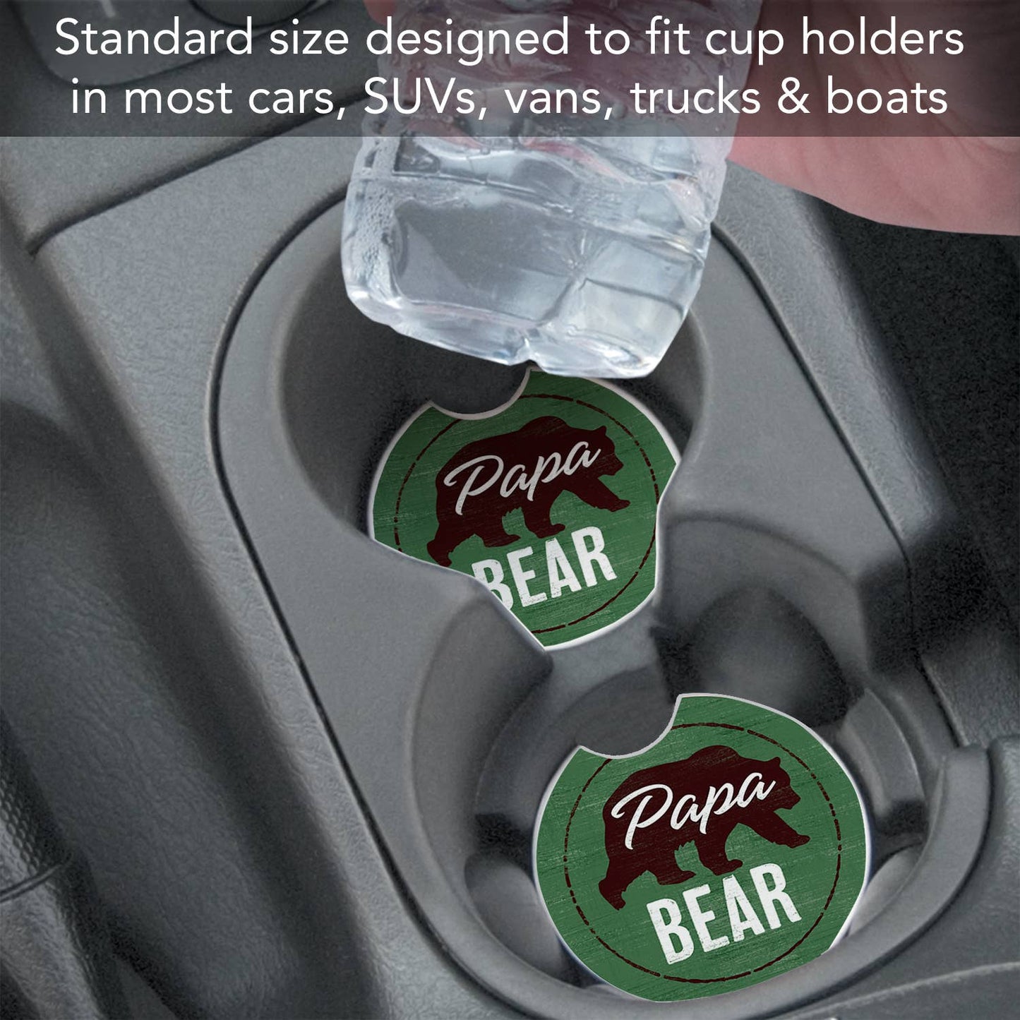 Papa Bear Absorbent Stone Car Coaster-
