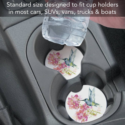 "Hummingbird Watercolor" Absorbent Stone Car Coaster 1pk