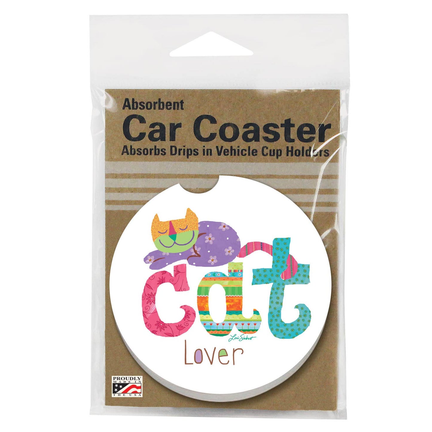 Cat Lover Absorbent Stone Car Coaster 1 Pk
