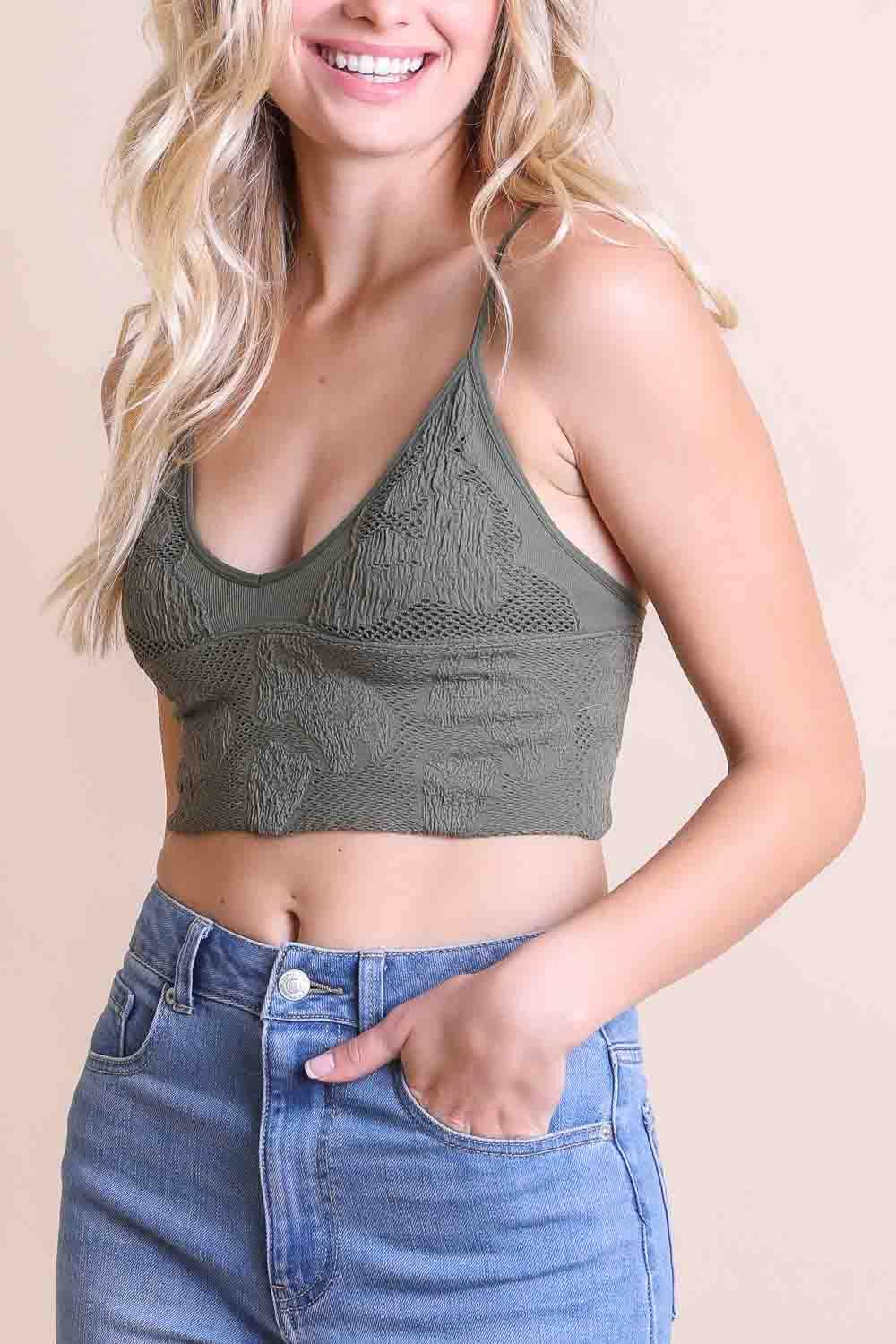 Seamless Padded V Neck Brami π: Olive