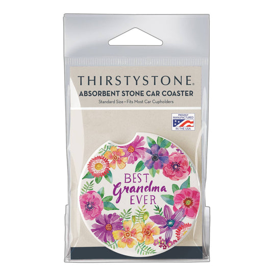 "Best Grandma" Absorbent Stone Car Coaster 1pk