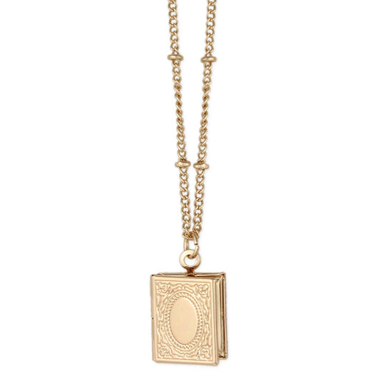 Secret Diary Gold Book Locket Necklace