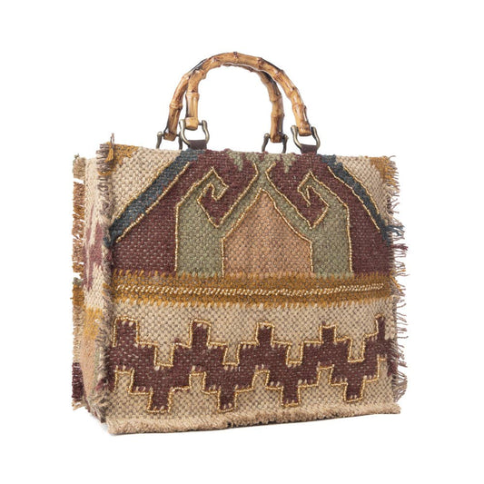 Desert Loom Jute Tote Bag in Olive Amber: Olive Amber