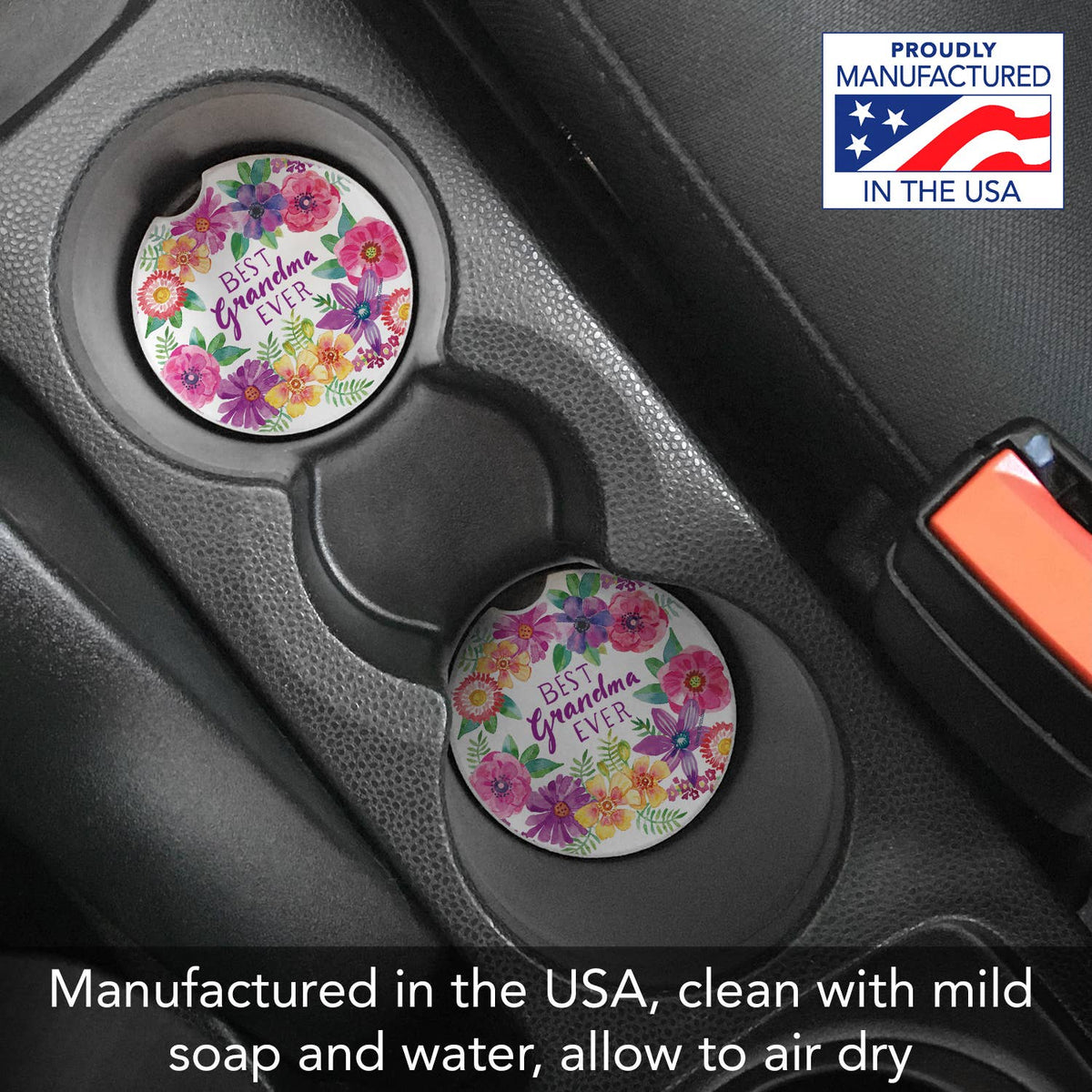 "Best Grandma" Absorbent Stone Car Coaster 1pk