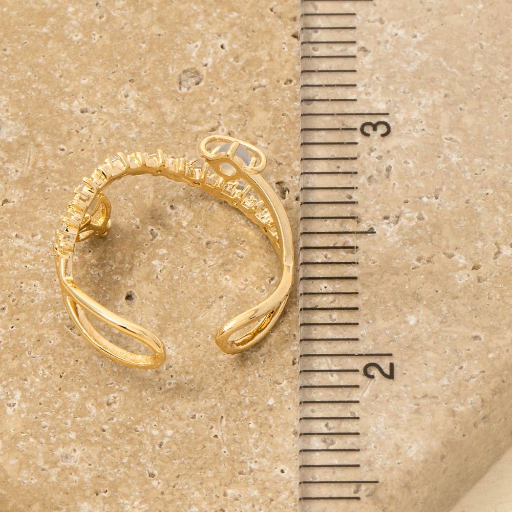 Gold Dipped Cz Dainty Open Band Ring: G