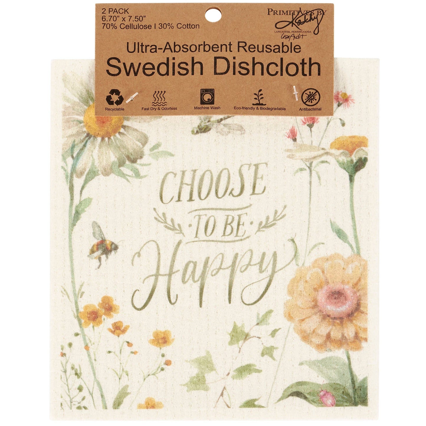 Choose Happy Swedish Dishcloth Set
