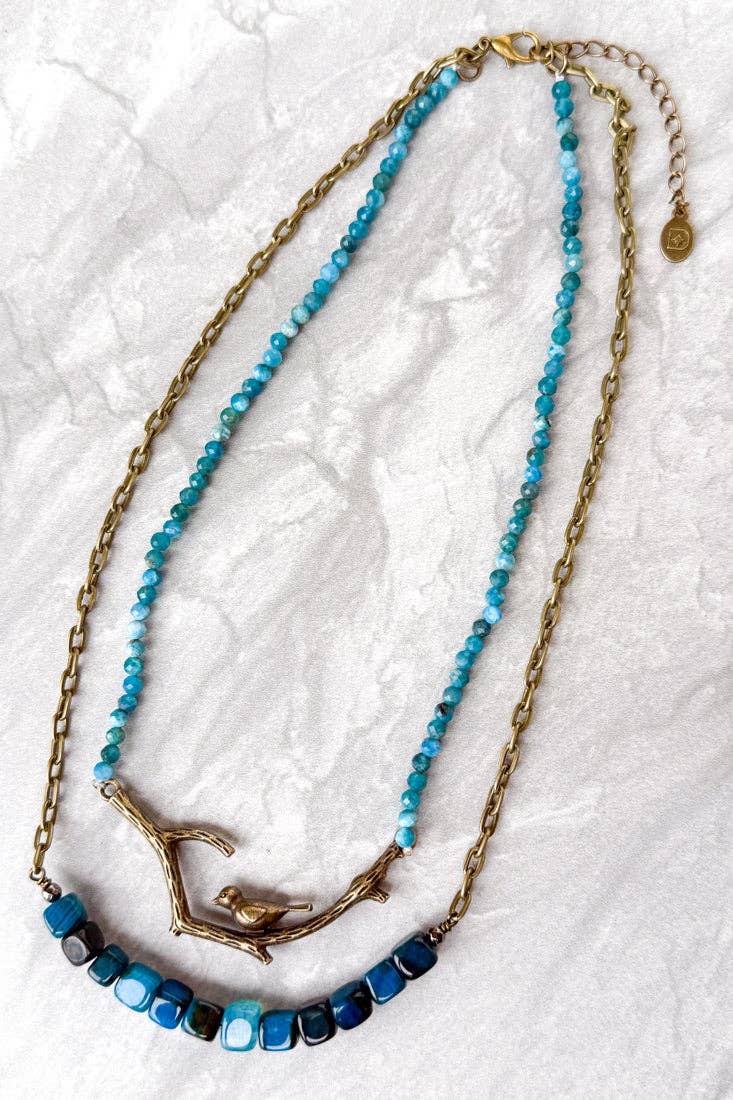 Braelyn Necklace - Blue Fire Agate