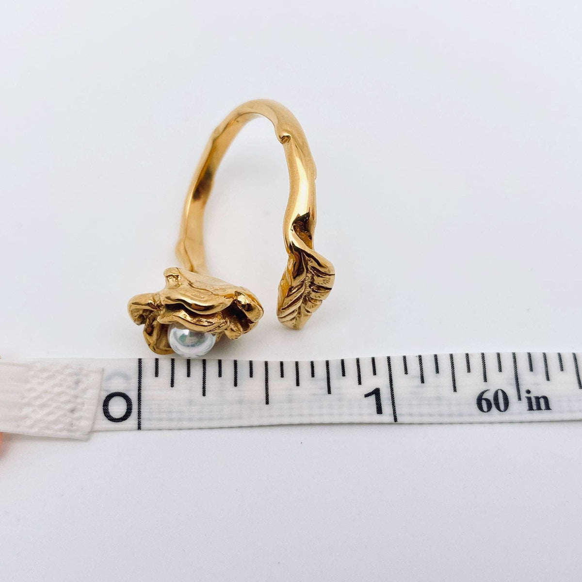 Pearl Flower 18K Gold Plated Stainless Steel Ring - FGS