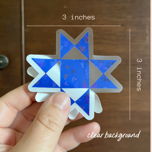 Blue Ohio Star Quilt Block Vinyl Stickers, Sewing Stickers