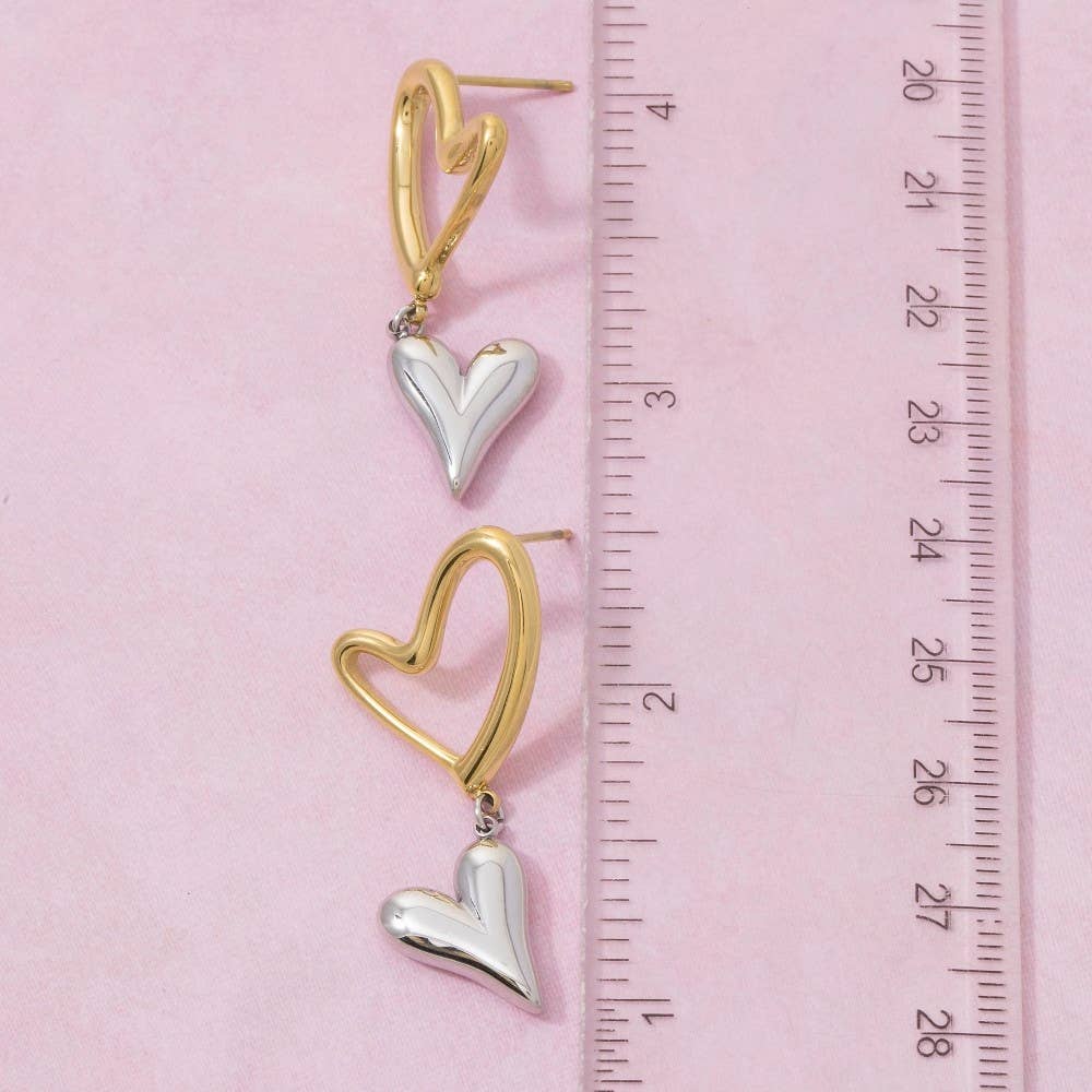 Secret Box Gold Dipped Stainless Steel Double Heart Stud: GS