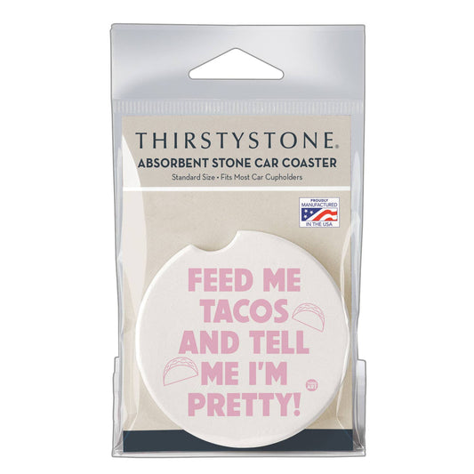 "Feed Me Tacos" Absorbent Stone Car Coaster 1pk