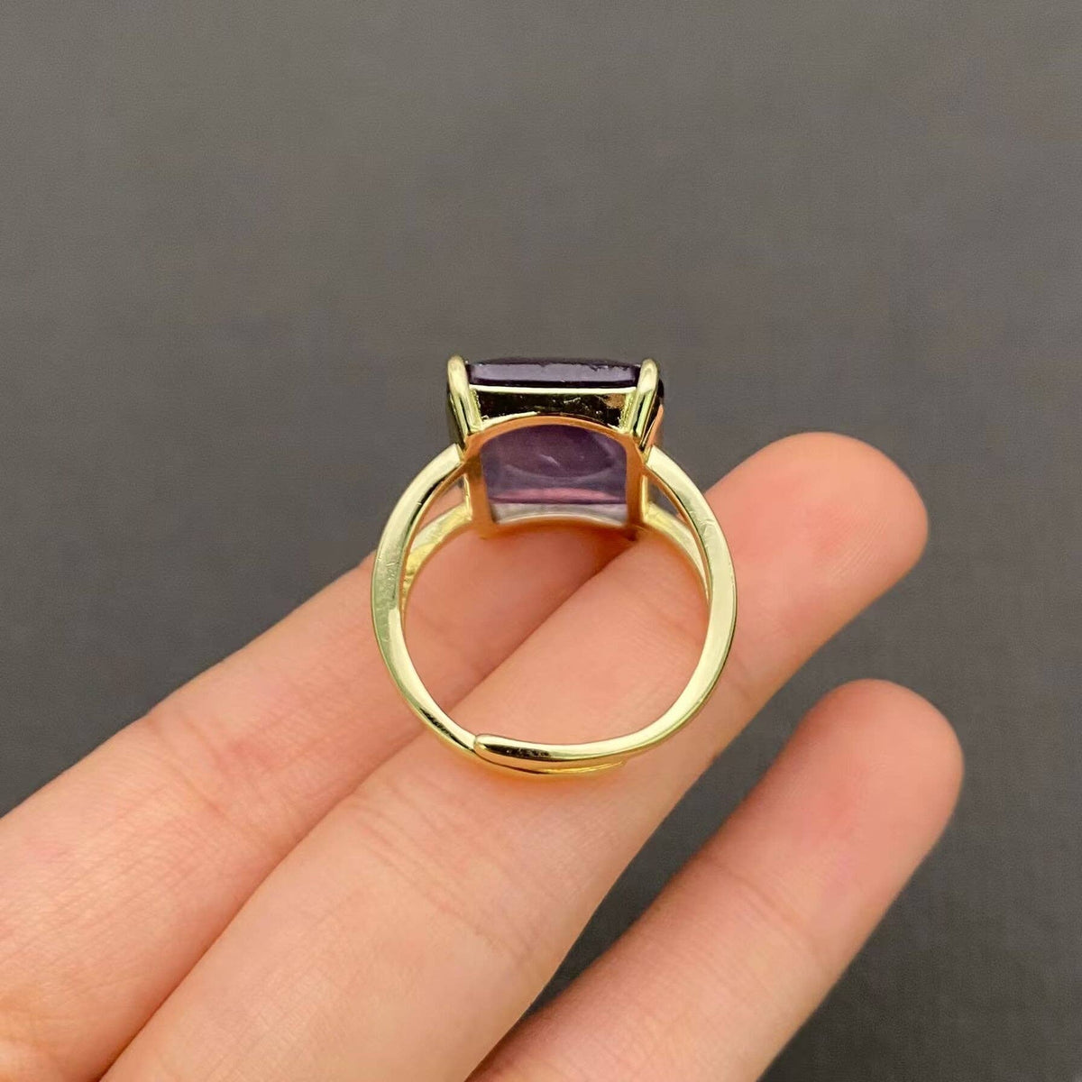 Fluorite Stone Golden Ring - CS