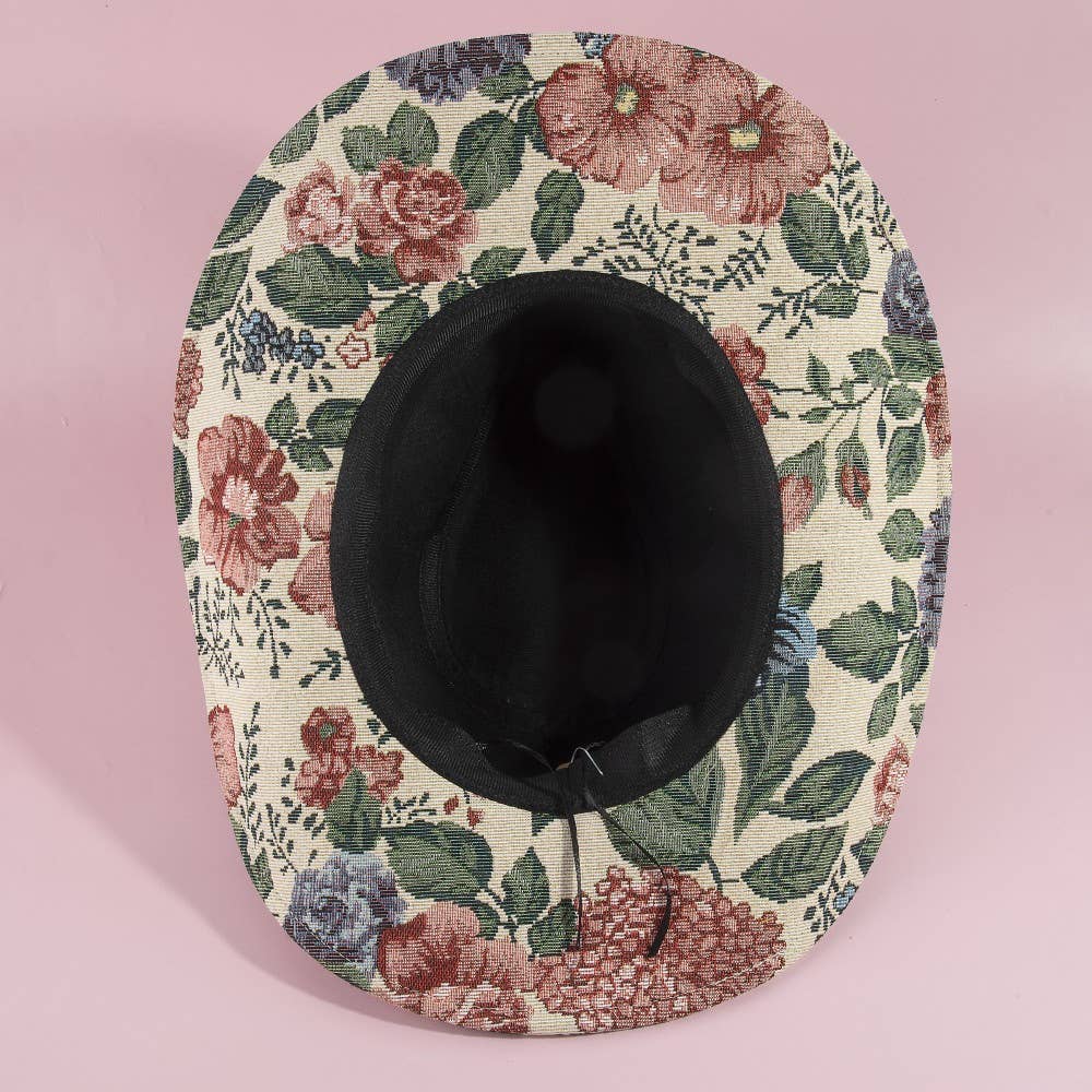 Sweetheart Script Floral Tapestry Cowboy Hat: 4
