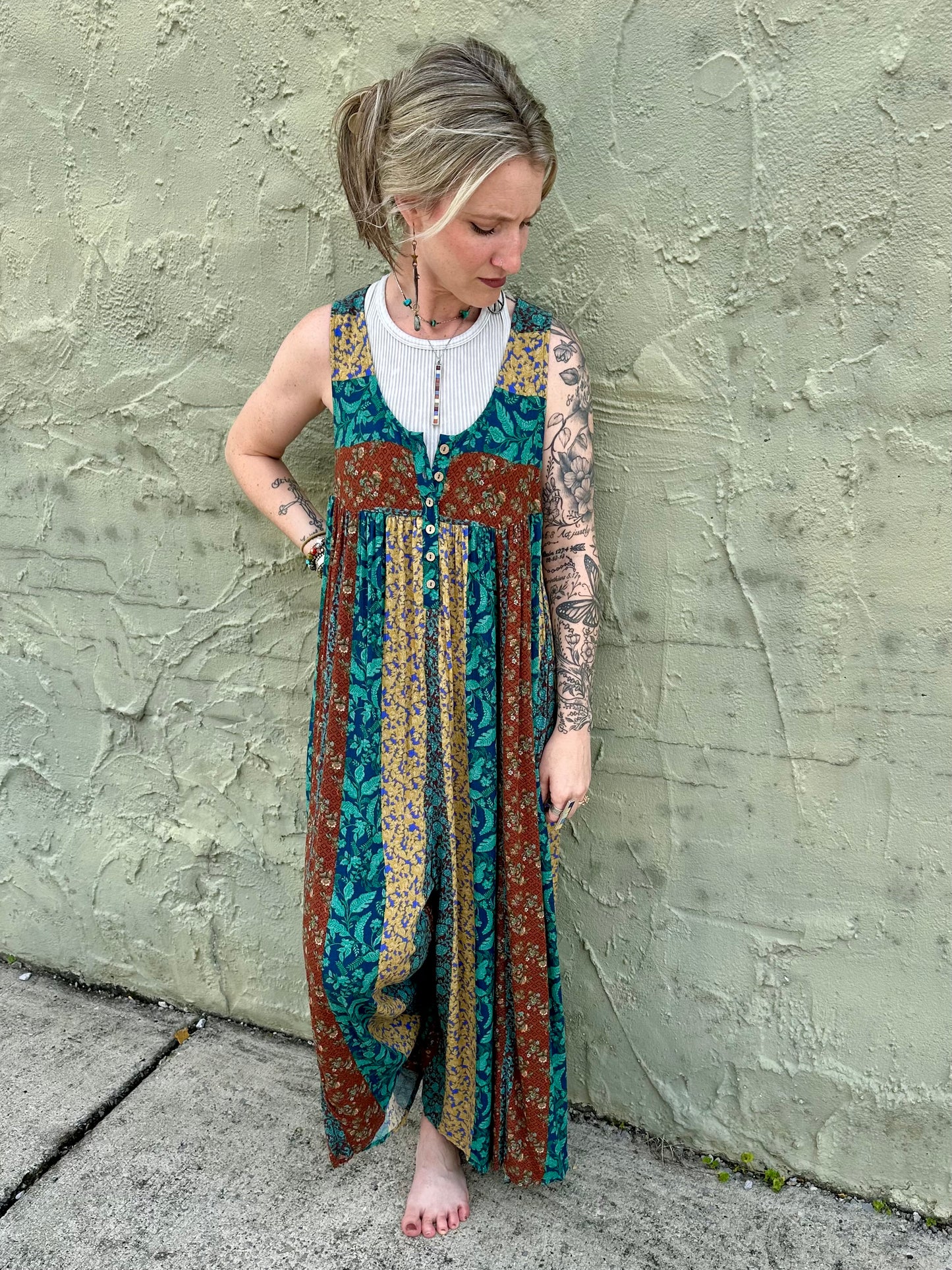 Teal Vine Jumpsuit