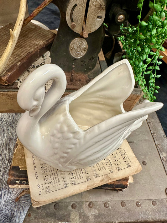 Large ceramic swan planter