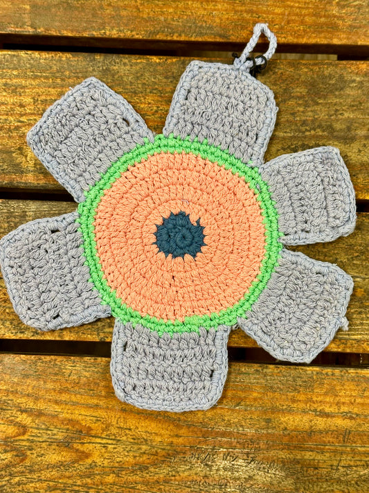 Cotton Crocheted Flower Shaped Pot Holder, 4 Styles