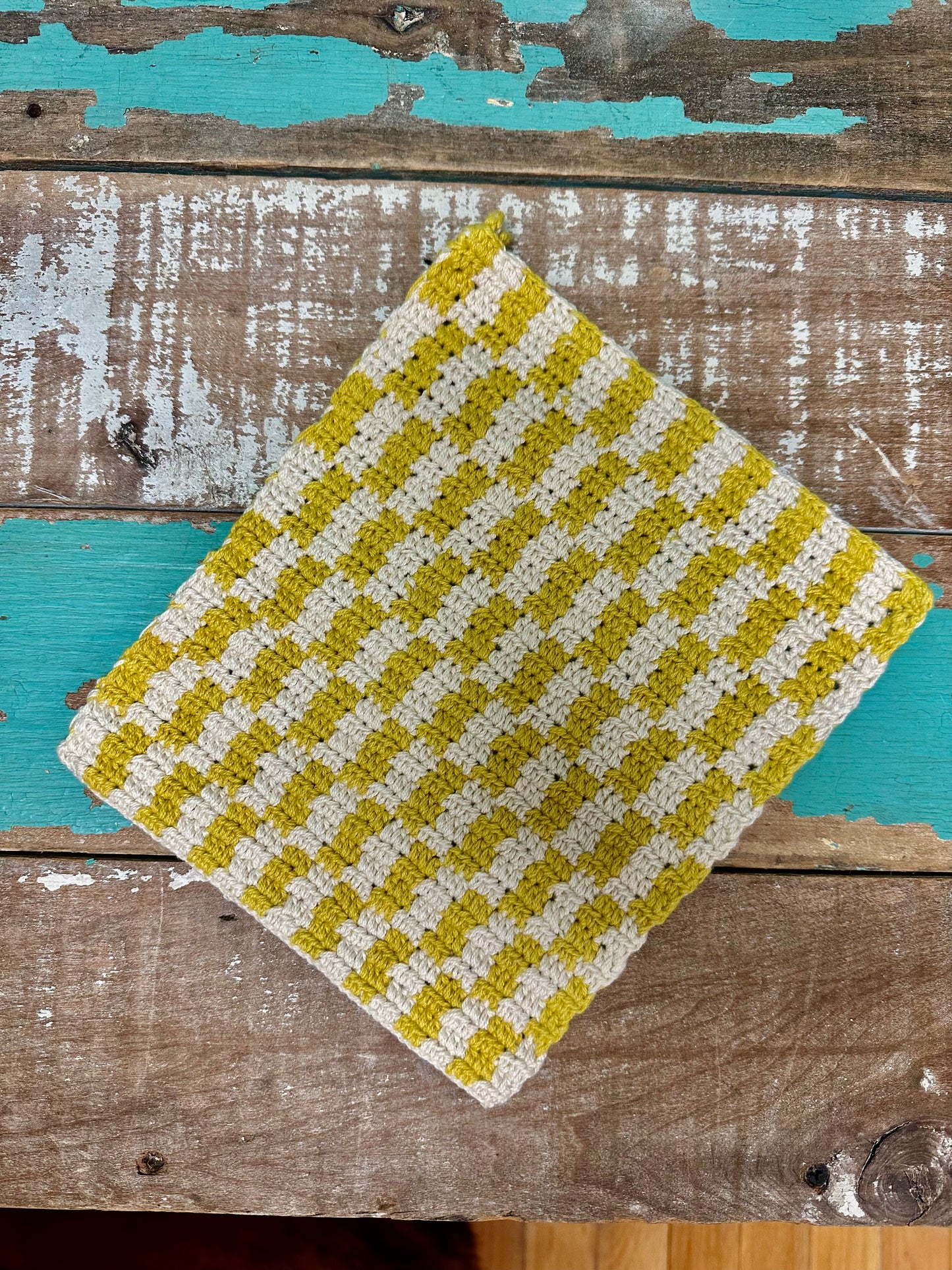 Cotton Crocheted Pot Holder with Check Pattern, 4 Styles