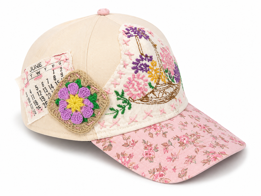 Custom Hand Stiched Hat "Floral Fantasy"