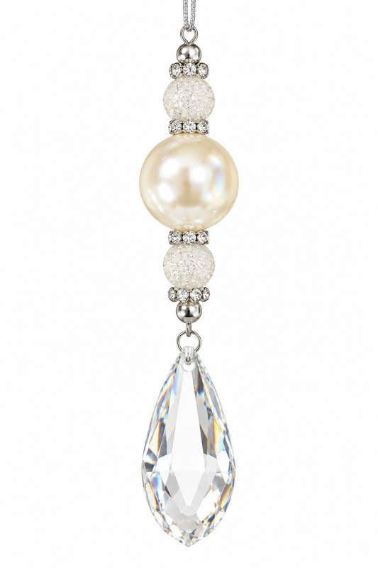 5.75" Crystal Pearl Drop Ornament