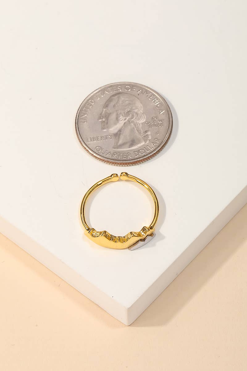 Gold Dipped Two Toned Mountain Adjustable Ring: G