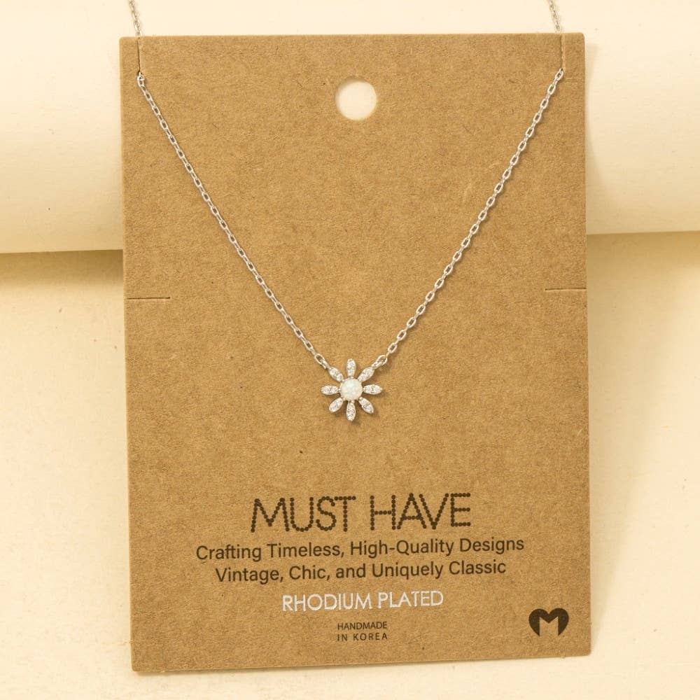 Gold Dipped Mini Opal Flower Pendant Necklace: G