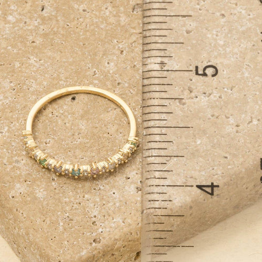 Gold Dipped Colorful Cz Ring: G