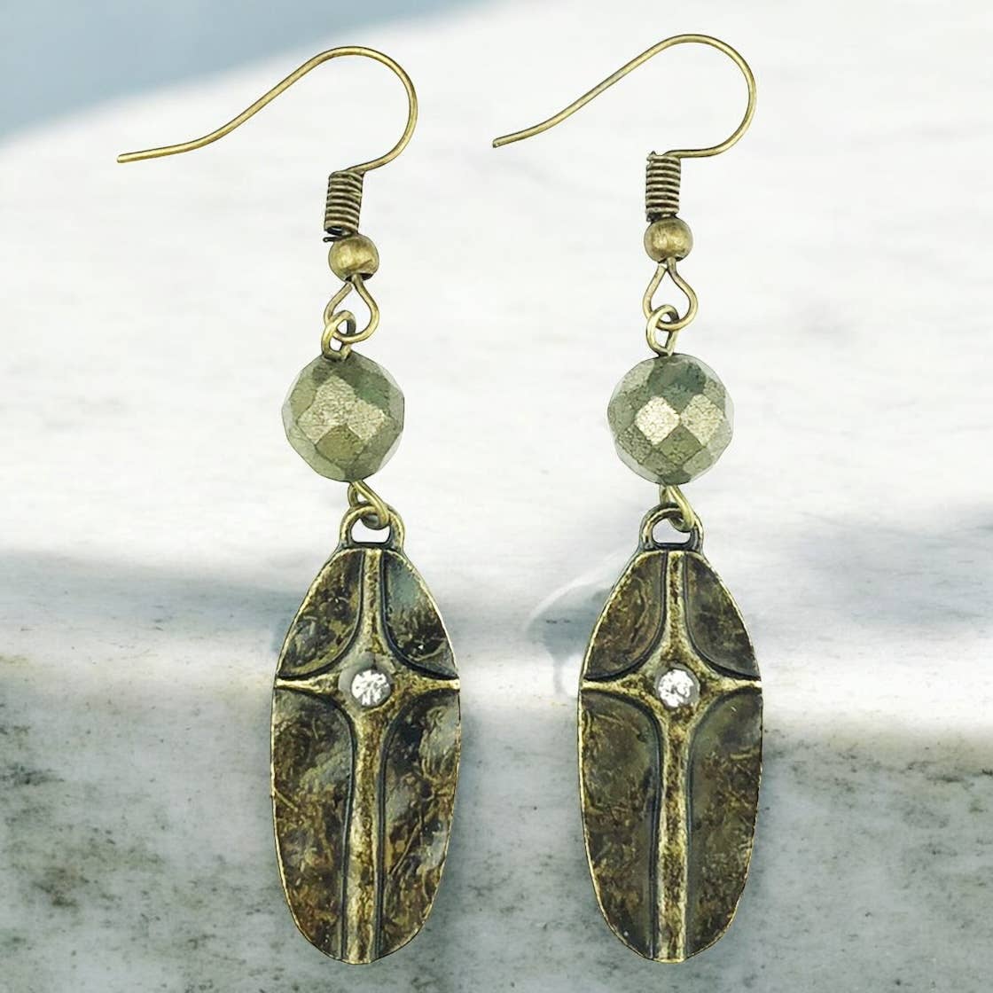 Pyrite and Metal Earring #2442