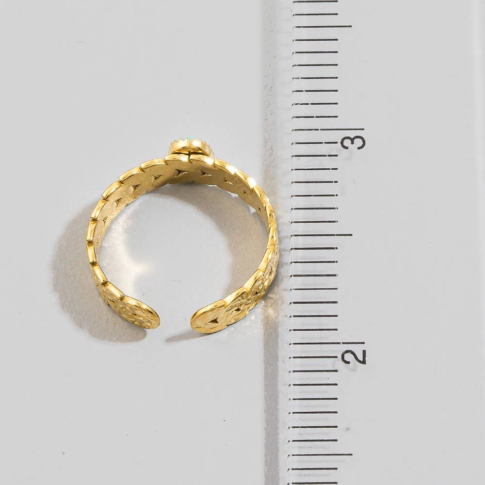 Gold Dipped Stainless Steel Oval Stone Ring: LGN