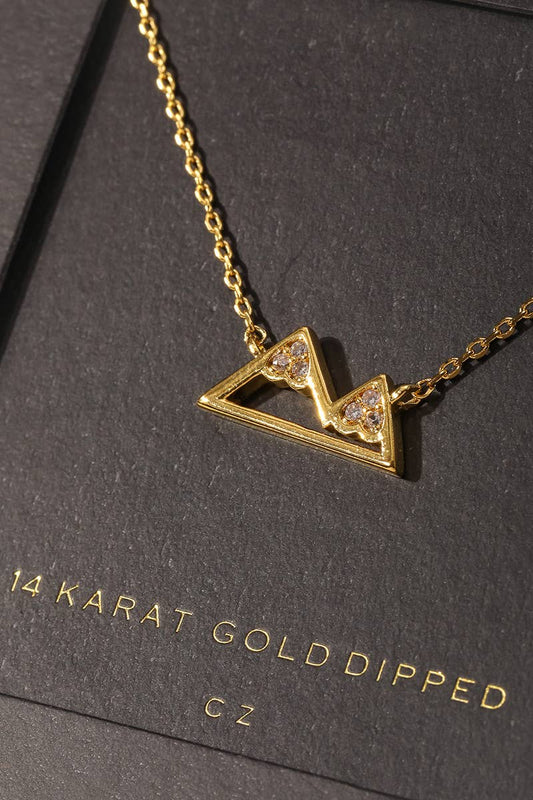 Secret Box Gold Dipped Mountain Pendant Necklace: GD
